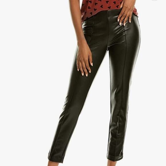 Anne Klein‎ Womens Faux Leather Pants Side Zip Size 10 - Picture 1 of 9